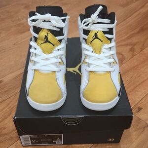 Jordan Yellow and White High-Top Sneakers